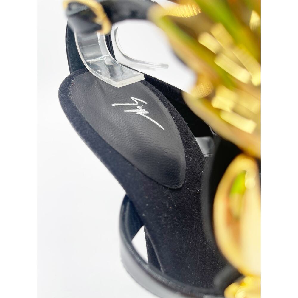 Giuseppe Zanotti Rare Cruel Summer Coline Black Gold Wing Stiletto Sandals IT 36 - Picture 10 of 12